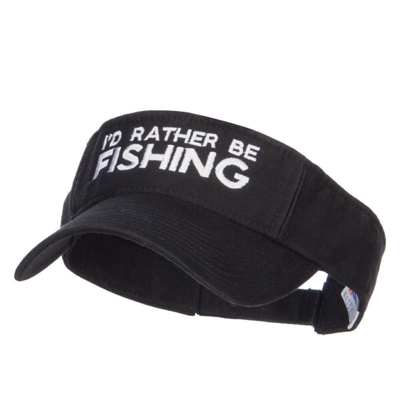 I'd Rather Be Fishing Embroidered Visor - Black OSFM