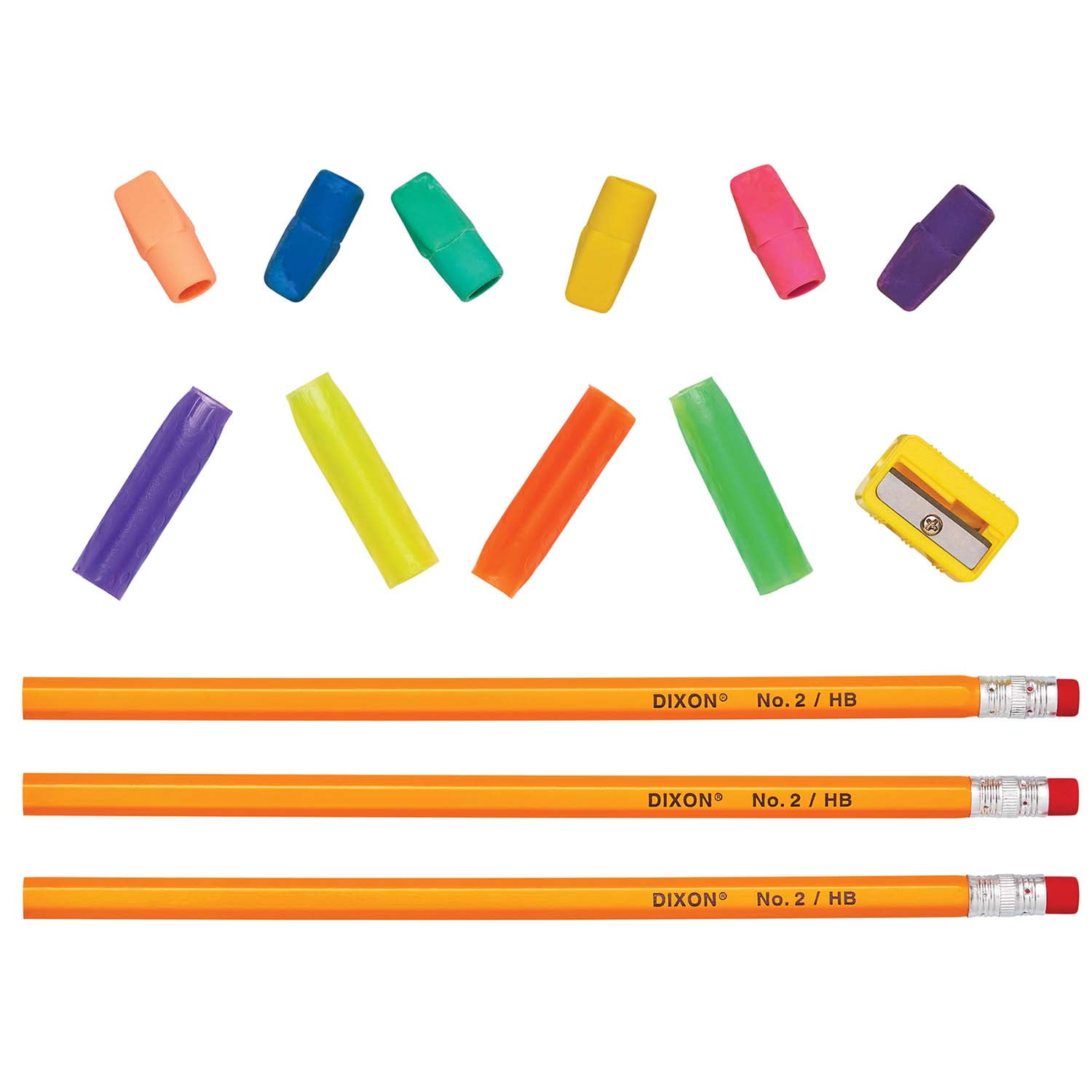 Dixon Variety Pack, #2 Pencils, Erasers, Pencil Grips Set, 6 Sets