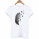 thumbnail image 3 of ICHUANYI Clearance Fashion Women Short Sleeve T-Shirt Feather Print Casual Top Tee Blouse(Navy, M) ICHUANYI WER2023080814414, 3 of 3