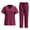 02 Wine, variant on Weiqiqre Scrubs Set for Women Nurse Uniform Jogger Suit Stretch Top & Pants with Multi Pocket for Nurse Esthetician Workwear