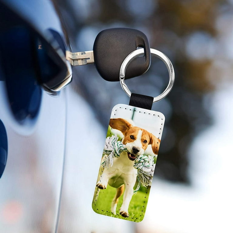20pcs Sublimation Blanks Keychain Artificial Leather Keychain DIY