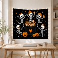 thumbnail image 5 of Dancing Skeleton Children Around Candy Cauldron, Playful Retro Style for Skeleton Decor Fans, Spooky Wall Decor Halloween Gift, Tapestry Wall Hanging for Bedroom and Playroom, 5 of 7