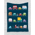 thumbnail image 1 of Cars Tapestry, Hand Drawn Various Types Vehicles Trucks Hippie Van Cartoon Transportation Pattern, Wall Hanging for Bedroom Living Room Dorm Decor, 40W X 60L Inches, Multicolor, by Ambesonne, 1 of 2