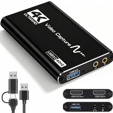 MIZUSO USB 3.0 4K HDMI Capture Card, 1080P 60Hz Plug-and-Play for Game Recording & Live Streaming
