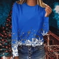 thumbnail image 2 of BLVB Christmas Shirts for Women Long Sleeve Crewneck Snowflake Graphic Tee Tops Vacation T Shirts Blouse Christmas Gifts, 2 of 6