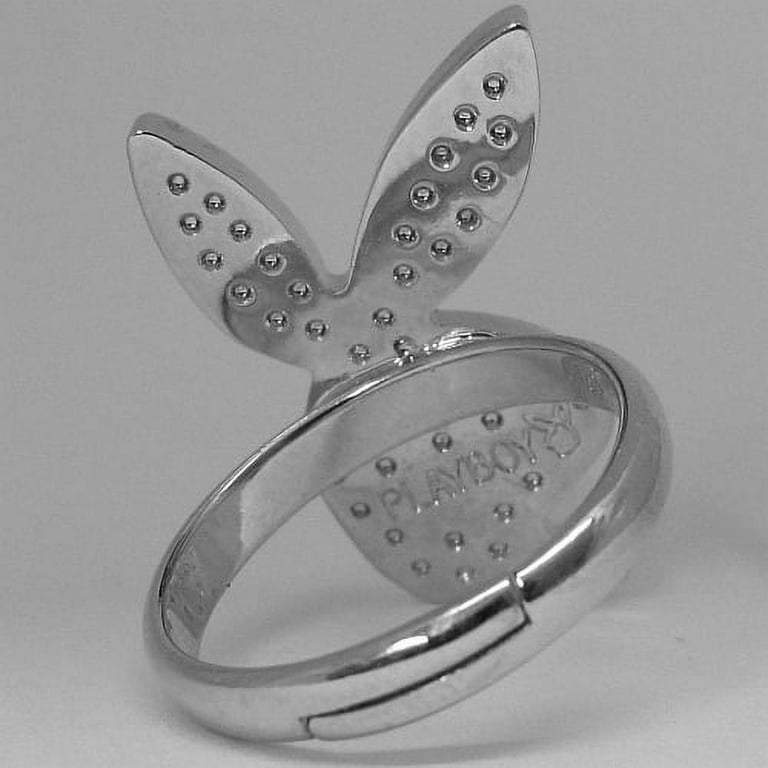 Playboy Ring Bunny Logo Swarovski Crystals Adjustable Size