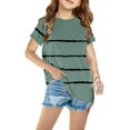 thumbnail image 2 of AJTQTH Shirts for Kids Striped Crewneck T-Shirt Tops Girls Boys Unisex Short-Sleeved Tees Summer Relaxed Fit Lightweight Clothes Outfits Green 5 Years, 2 of 5