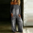 thumbnail image 4 of Npasoilc Button Multiple Pockets Long Sleeve Denim Look Jumpsuits for Women Crew Neck Long Sleeve, 4 of 6