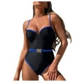 thumbnail image 1 of PEASKJP Pièce Pièce Maillots de Bain une pour Femmes Maillot de Bain une Contrôle du Ventre Maillot de Bain à Blocs de Couleur Bretelles Réglables Maillots de Bain, Bleu P, 1 of 9