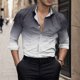 thumbnail image 4 of Camisas Para Hombre Manga Larga Top de camisa con botones de solapa con estampado 3D digital degradado informal para hombre (Grey, M), 4 of 5