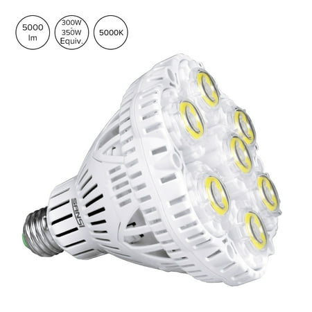 - SANSI 40W LED Light Bulb, 300-350W Equiv, 5000K Daylight, 5500lm Super Bright Bulb, Non-Dimmable, CRI 80, E26 to E39 adapter, BR30 Floodlight for Warehouse Church Barn Supermarket Logistic Center