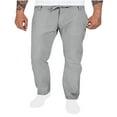 thumbnail image 1 of Pantalones de lino para hombre, largos, con cordón, bolsillos, cinturón elástico, rectos, lisos, para hombre, 1 of 5
