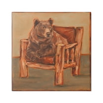 Stupell Industries Bear in Rustic Chair Animals & Insects Painting Gallery Wrapped Canvas Art Print Wall Art, 36 x 36