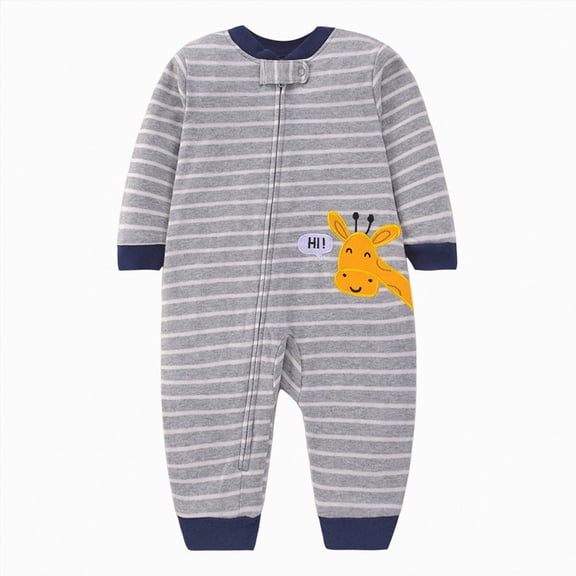 12-18 Months Infant One-Piece Romper Baby Boys Sleep And Play Zip Up Loose Fit Footie Long Sleeve Sleeper Jumpsuit Grey Infant Gift