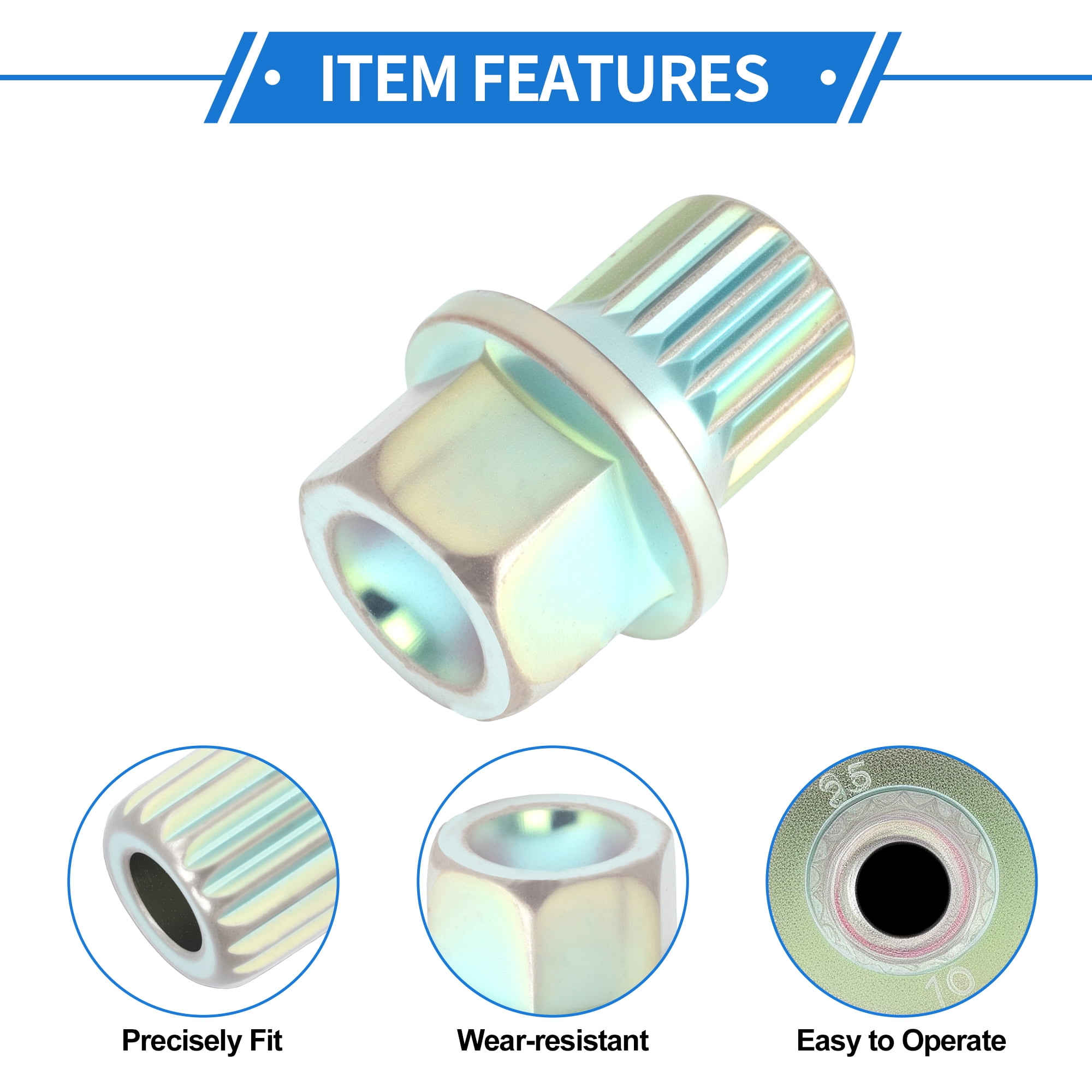 Unique Bargains Vehicle Wheel Lock Lugnut for BMW, Durable 35/19PT Galvanized Alloy Steel