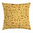 thumbnail image 1 of African Throw Pillow Cushion Cover, Tribal Random Doodles Pattern Herringbone Indigenous Art Folk Features, Decorative Square Accent Pillow Case, 16 X 16 Inches, Brown Marigold Mustard, by Ambesonne, 1 of 2