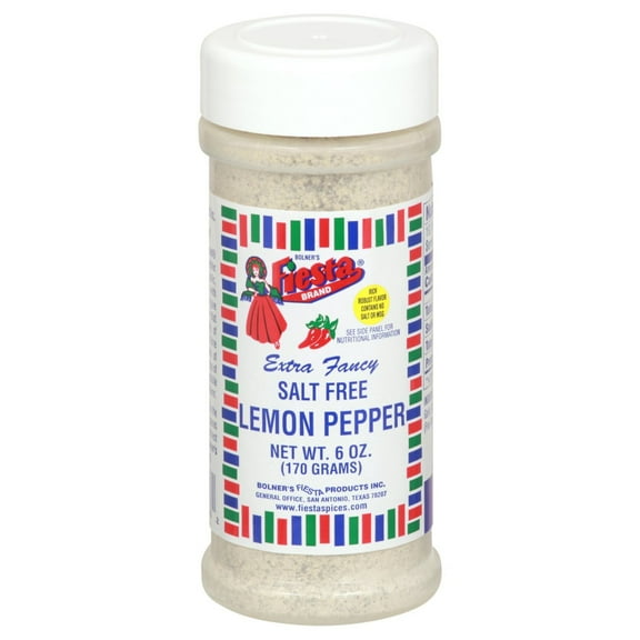 Pack Of 2 Bolner's Fiesta Salt Free Lemon Pepper, 6 oz (Package May Vary)