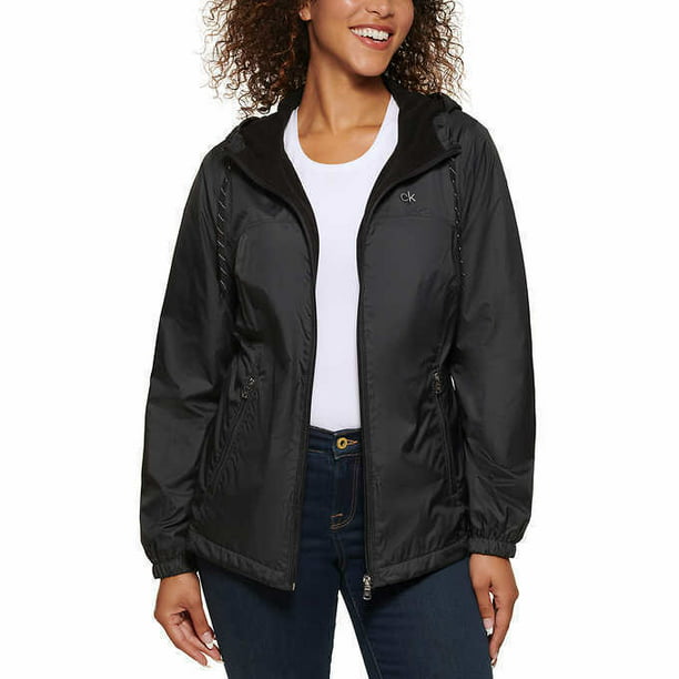 Calvin Klein Ladies' Windbreaker Fleece Lined Jacket. NWT(Black, XL) -  