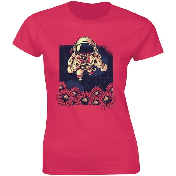 Floral Space Man Astronaut Photographer Cool Design Women's Gift T-Shirt