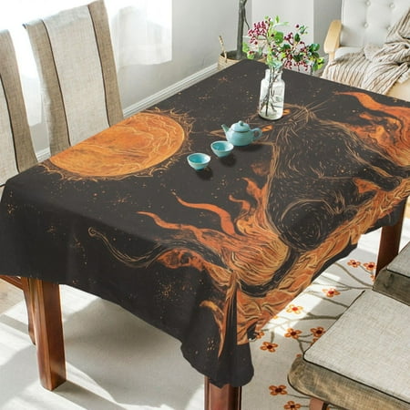 

WOBOGO Inferno Feline Illuminated Folio Square Tablecloth 54×72in Polyester Fabric Tablecloth Washable Dust Resistant Wrinkle Resistant