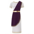 thumbnail image 3 of Mufeng Mens Halloween Ancient Greek Toga Outfits Short Sleeve Retro Long Robe Dress Purple XL, 3 of 7