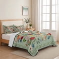 thumbnail image 5 of King Quilt Set 96''x106'', Sage Green Floral Lightweight Summer Bedspread Coverlet Set with 2 Pillow Shams, Spring Flowers Leaves Farmhouse Breathable All Season Quilt Bedding for Bedroom/Guest Room, 5 of 9