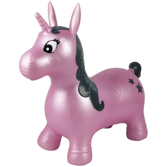 Lexibook Inflatable Jumping Unicorn, Manual pump included, Secure and durable plastic, Pink, BG050UNI