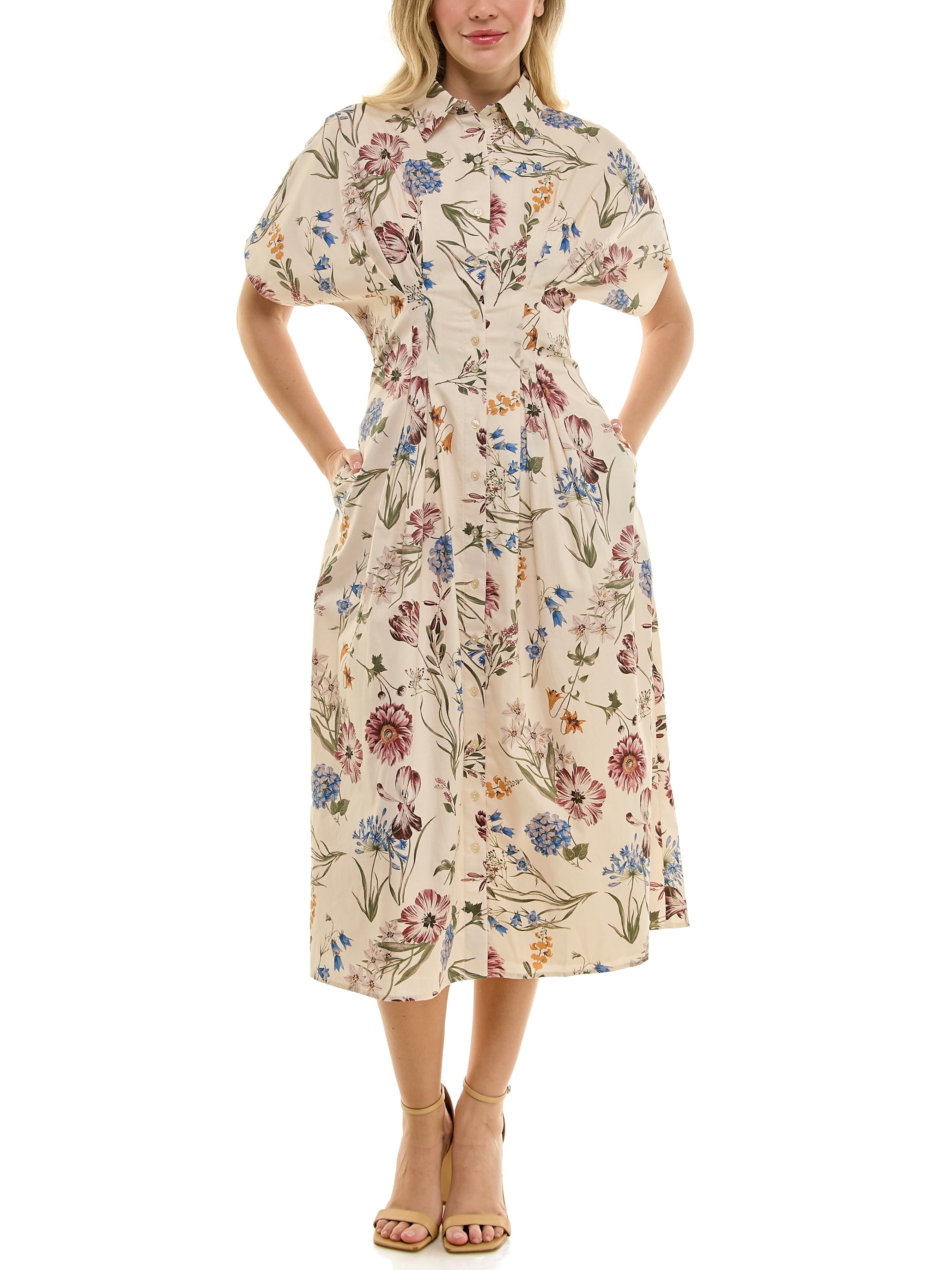 Nicole Miller Pintuck Waist Shirtdress, Sizes 4-16