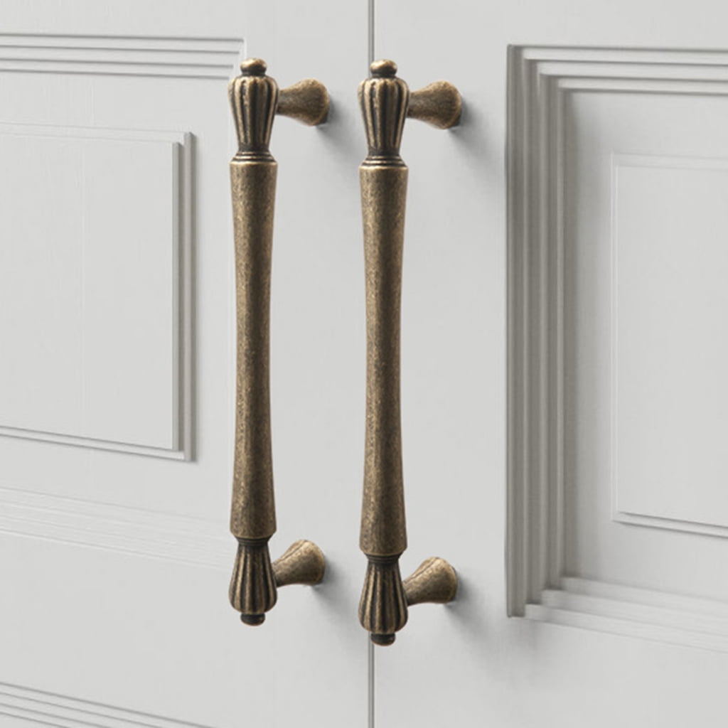 Tibvox 4pcs Antique Brass Drawer Pulls Cabinet Handle set for Kitchen & Bathroom Use