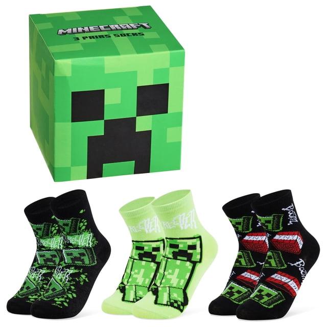 Calcetines Minecraft para niños, longitud de pantorrilla de 9 a 14 años, paquete de 3 unidades, colo