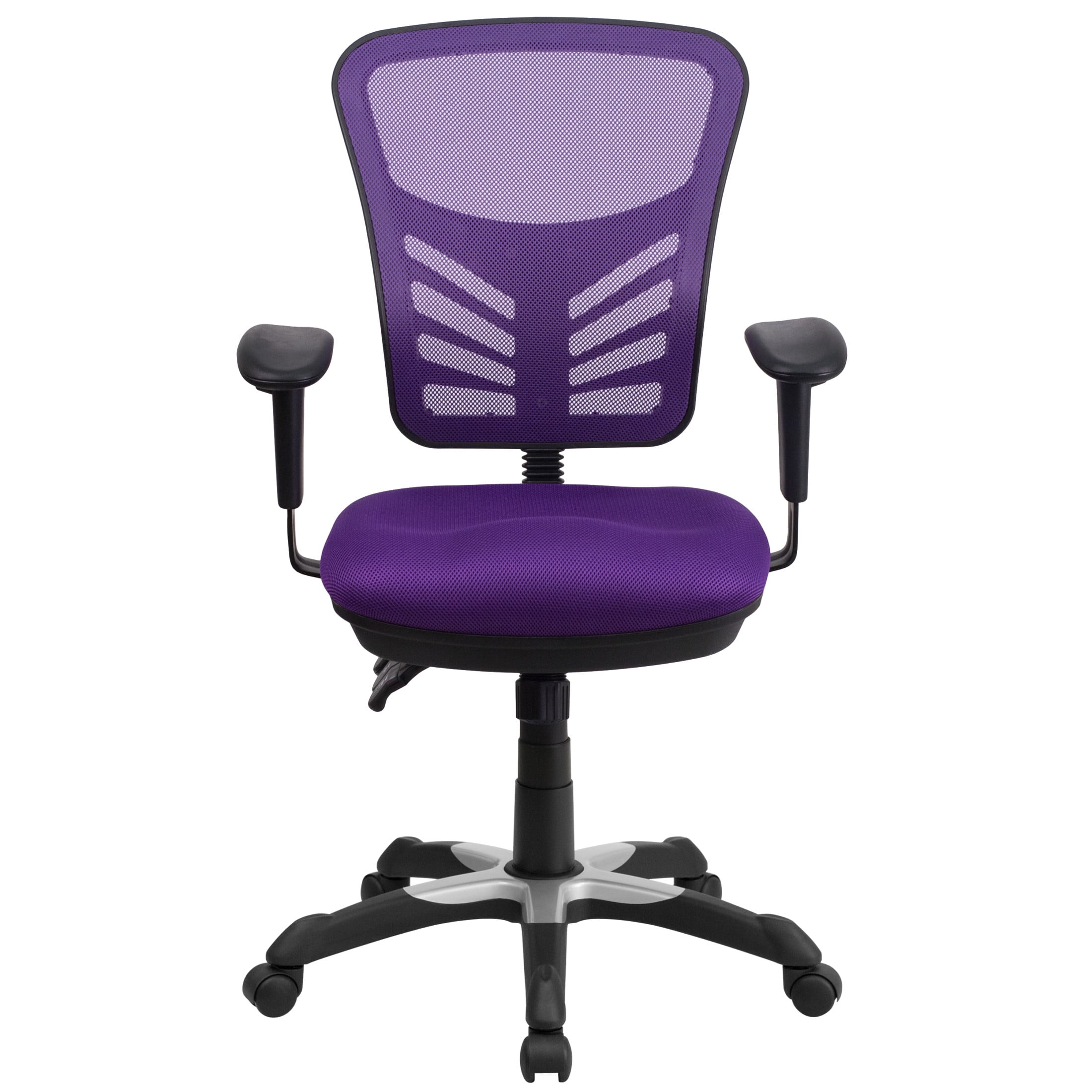Emma + Oliver Mid-Back Purple Mesh Multifunction Ergonomic Office Chair - Adjustable Arms