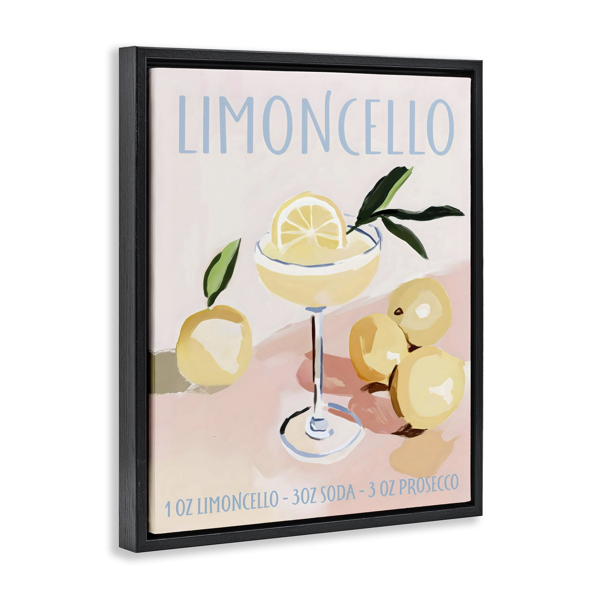 Stupell Industries Limoncello Summer Cocktail Black Framed Floater Canvas Wall Art, design by Sisi and Seb