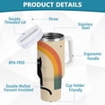 thumbnail image 2 of Yayeee 40oz Stainless Steel Tumbler with Straw and Handle Double-Wall Insulated Travel Water Bottle, Beige Cat Rainbow, 2 of 8