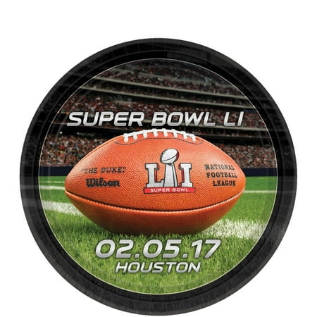 Super Bowl LI 51 NFL Stadium Football Round Paper Dessert Plates, 8 CT, 7 Inch