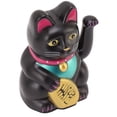 thumbnail image 3 of Riousery 4 Inches / 10 cm Lucky Cat Decor Hand Waving Welcoming Cat Fortune Figurine For Home Office Desk Ornament Decoration Housewarming Gift Black, 3 of 9