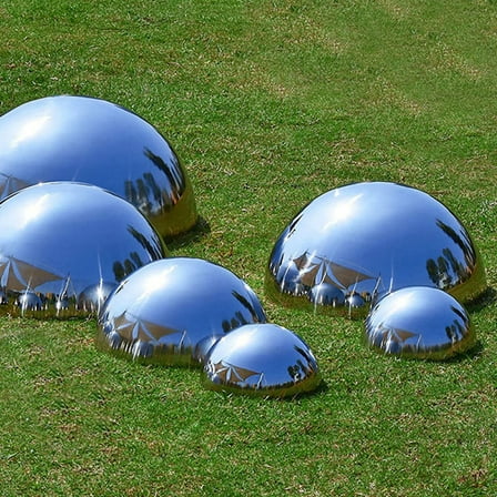 PAMINGONO Garden Reflection Ball Silver Stainless Steel 4Pcs Simple Design