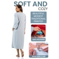 thumbnail image 3 of Casual Nights - Women's Jacquard Fleece Zip Front Robe, Duster For Ladies, 3/4 Sleeve Housecoat Duster with Pockets, 46 Inch Length, Blue Large, 3 of 4