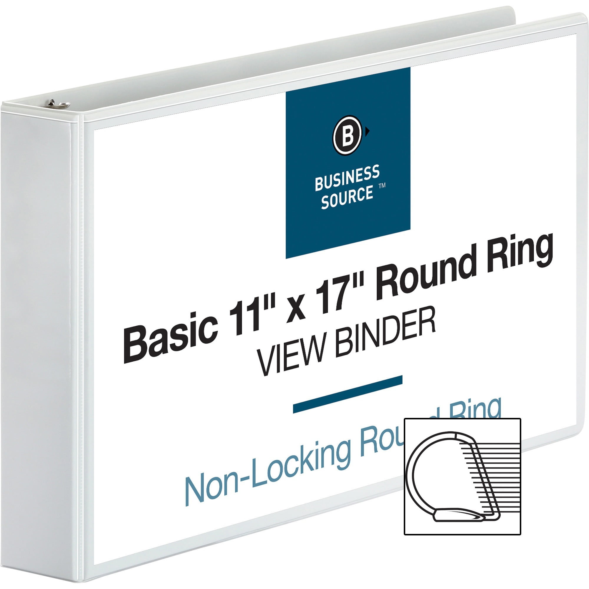 Business Source, BSN45101, Tabloid-size Round Ring Reference Binder, 1 Each, White