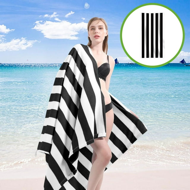 Microfiber Beach Towel - Quick Dry Travel Towel, Sand Resistant & Absorbent, Lightweight & Compact for Travel, Black, JKODE