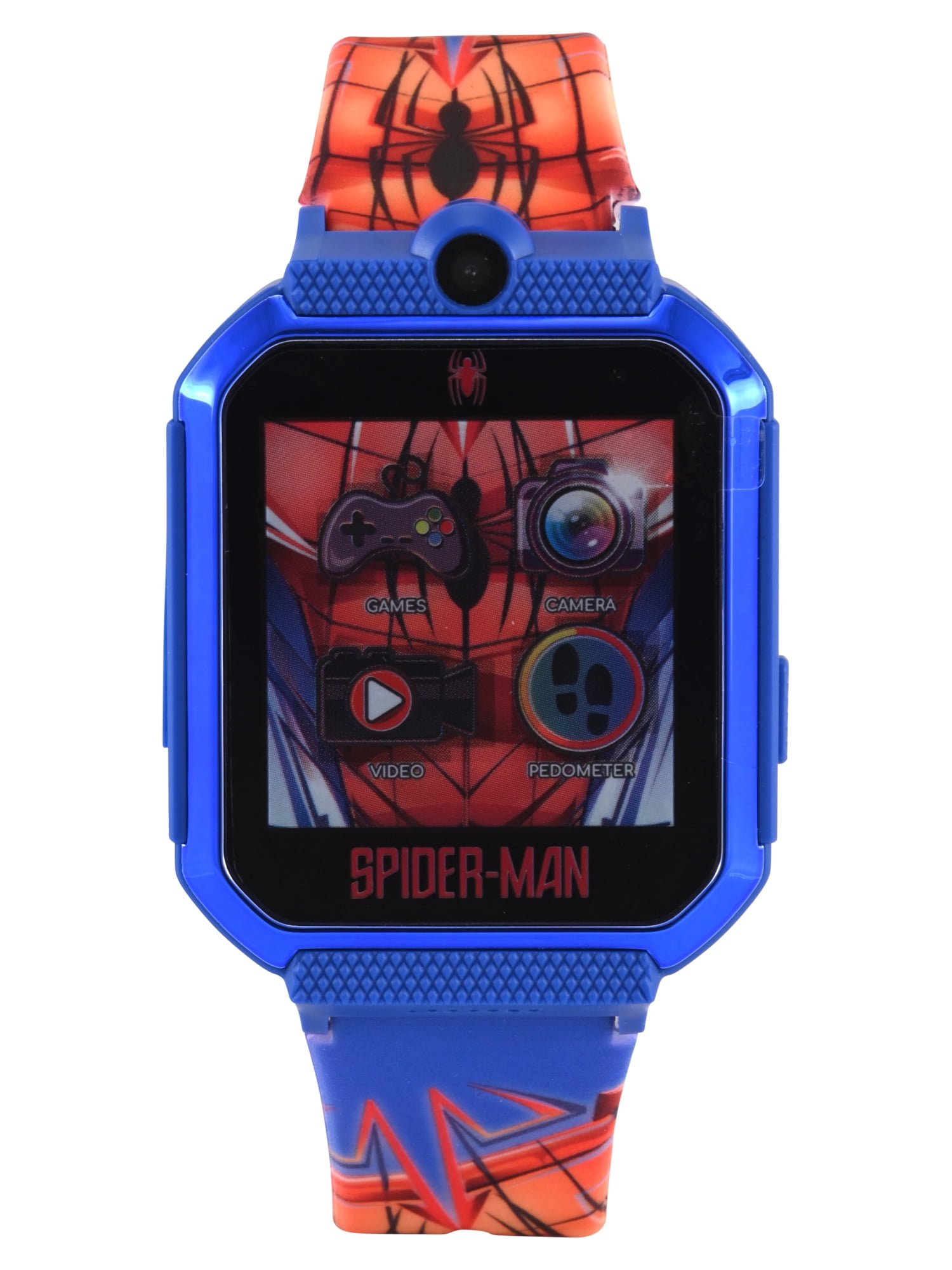 Marvel Spider-Man iTime Unisex Child Smart Watch with Silicone Strap and Metallic Blue Case 42mm