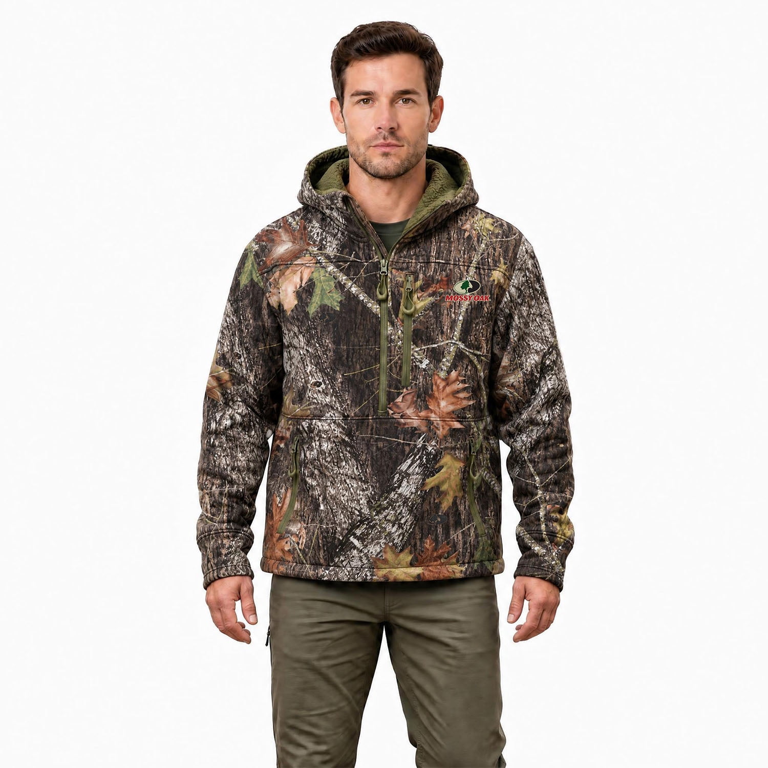 Mossy Oak Men s Camouflage Hunting Sherpa Hoodie Mossy Oak Breakup 2XL