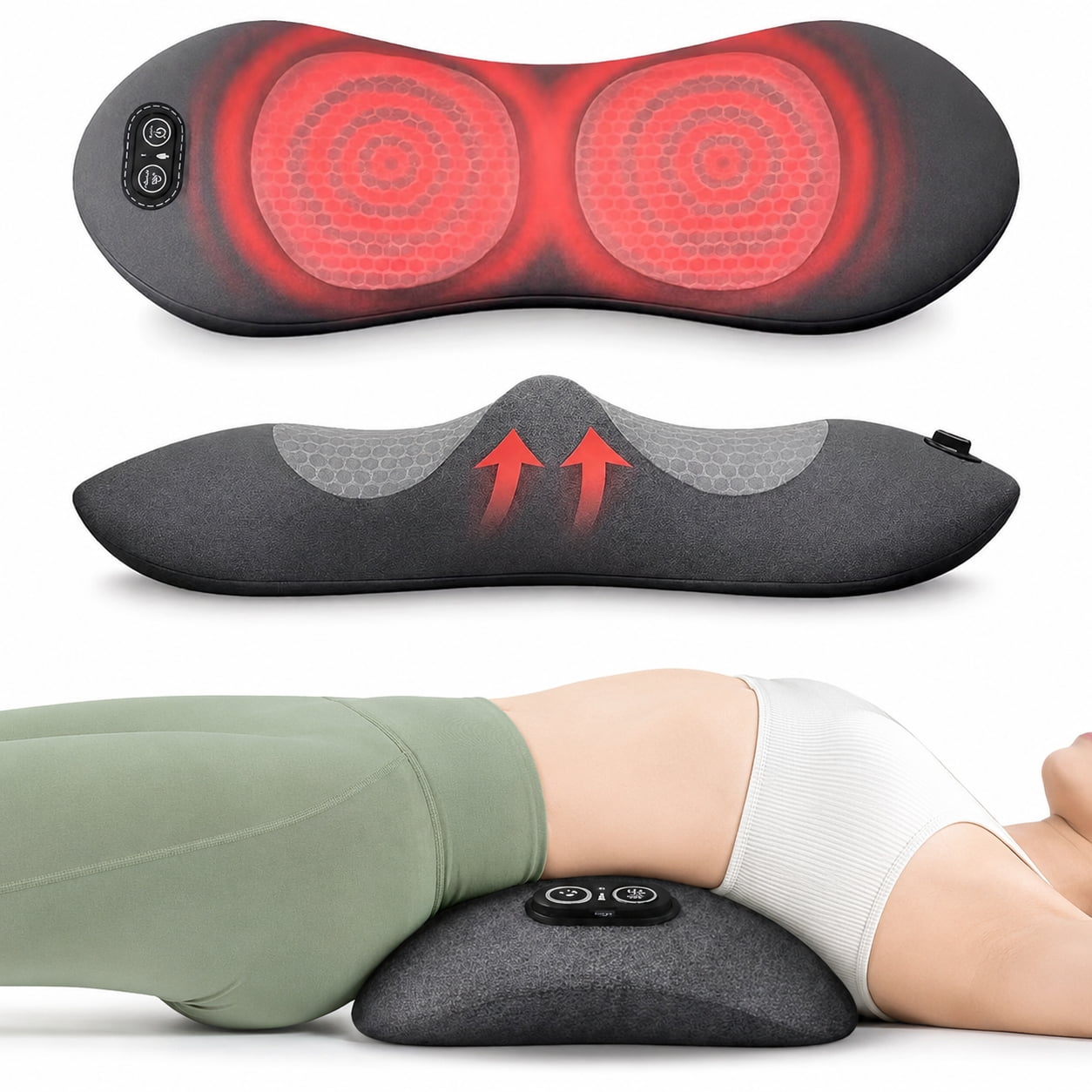 Triple Fusion 3-in-1 Rechargeable Back Massager, Cordless Electric Massager with Traction, Vibration and Heat for Neck, Shoulders and Back