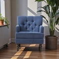 thumbnail image 2 of Tcbosik Comfy Accent Chair, Upholstered Armchair with Wood Legs, Single Sofa Chair, Reading Chair for Living Room, Bedroom, Blue, 2 of 7