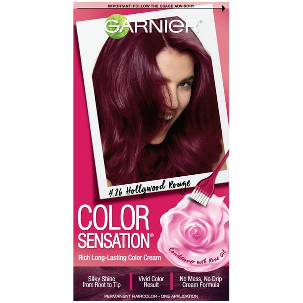 Garnier Sensation Hair Color Cream 4 26 Hollywood Rouge Intense Burgundy 1 Kit Walmart Com Walmart Com