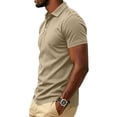 thumbnail image 6 of Mens Polo Shirts Buttons Short Sleeve Basic Business Shirts Breathable Soft Casual Performance Classic Fit Shirts Champagne 2XL, 6 of 6