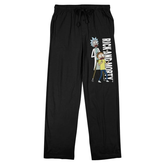 Rick And Morty Characters And Logo Men's Black Sleep Pajama Pants-XXL