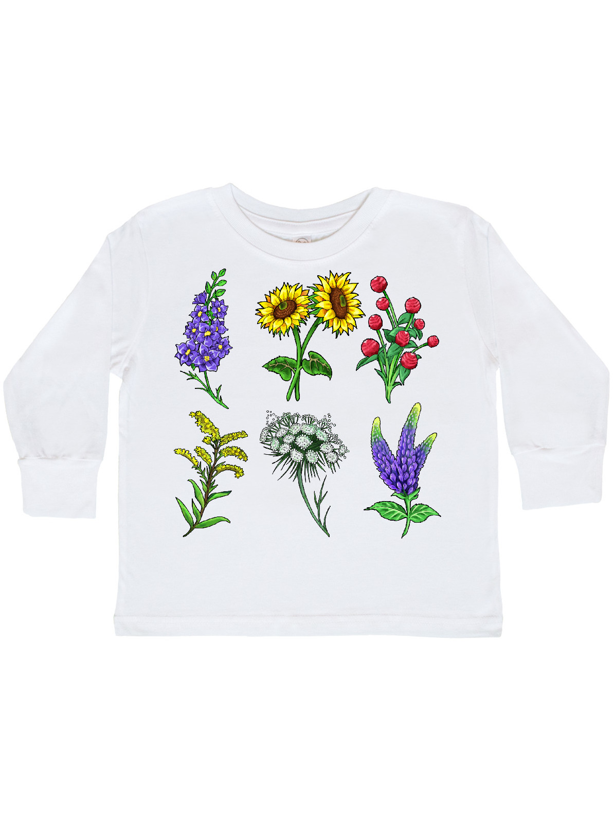 INKtastic Group of Beautiful Wildflowers Toddler Long Sleeve TShirt
