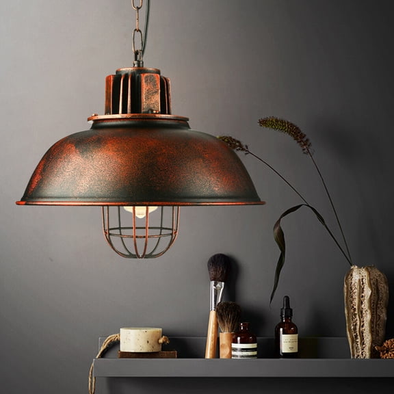 Pendant Light Rustic Industrial Cage Farm Hanging Ceiling Lamp Fixture Vintage 110V 60W for The House, Bedroom, Living Room