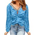 thumbnail image 1 of asdoklhq Blouses for Women Clearance $5,Women's Pullover V-Neck Cross Drawstring Polka Dot Print Puff Sleeve Top, 1 of 5