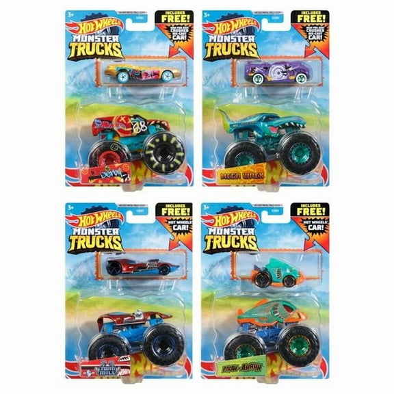 Mattel  Hot Wheels Monster Truck & Car Promo Assortment Action Figure - 8 Per Set